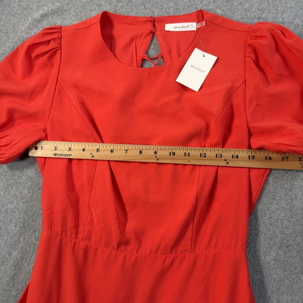 Idem Ditto Women's Large Beckham Dress Red Puff Sleeve Ruffled Tiered Mini New - Picture 7 of 10